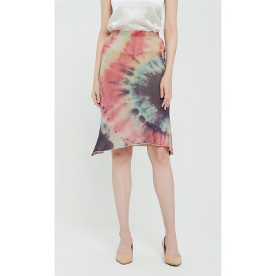 High quality wholesale women latest tie dye printing silk cashmere knit skirt in reasonable price