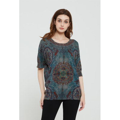 High quality wholesale women latest Active printing silk cashmere sweater in reasonable price