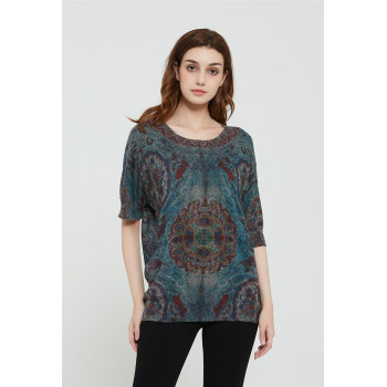 High quality wholesale women latest Active printing silk cashmere sweater