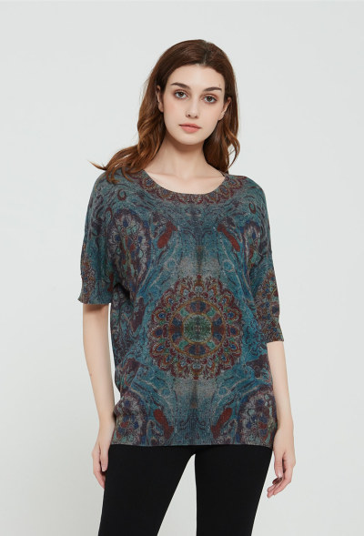 maglione donna nuovo design in puro cashmere con stampa grafica