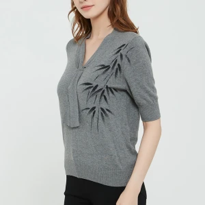 High quality wholesale women New hand printed silk cashmere sweater in reasonable price