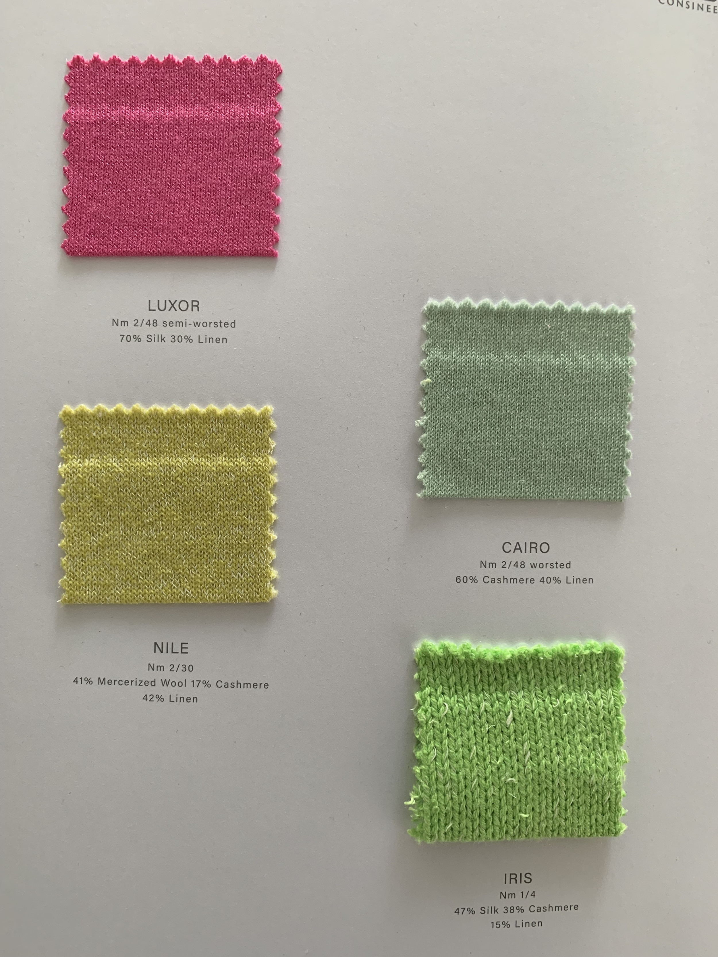 Ewsca spring cashmere blend colors cards with all materials