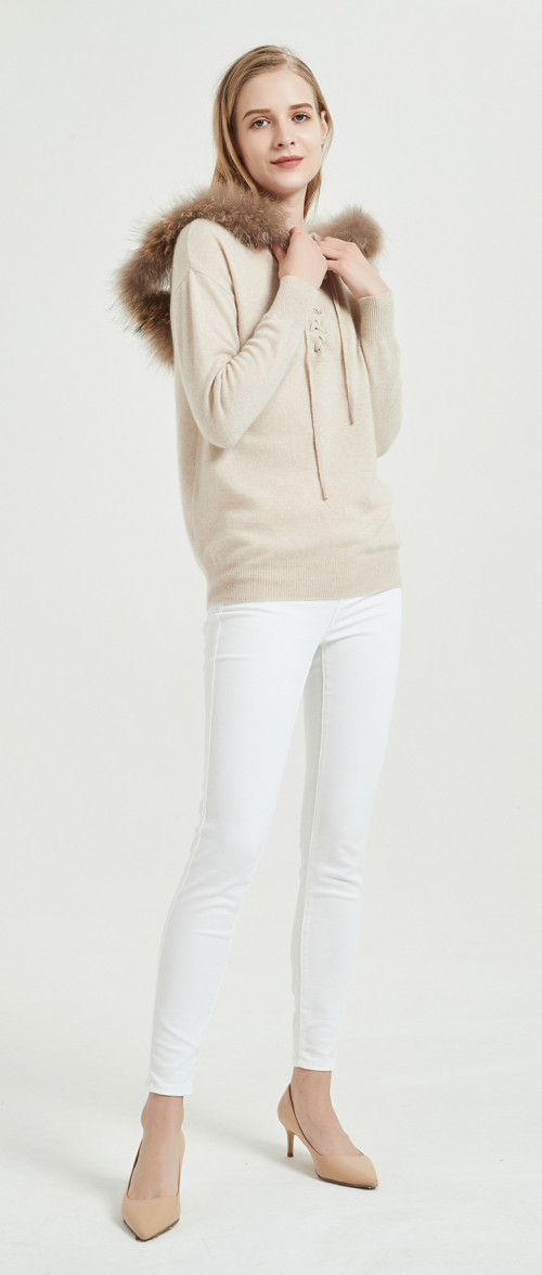модный дизайн чистый кашемировый женский свитер с натуральным цветом