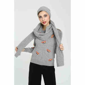OEM new women's solid colour pure cashmere hat and scarf set wholesale