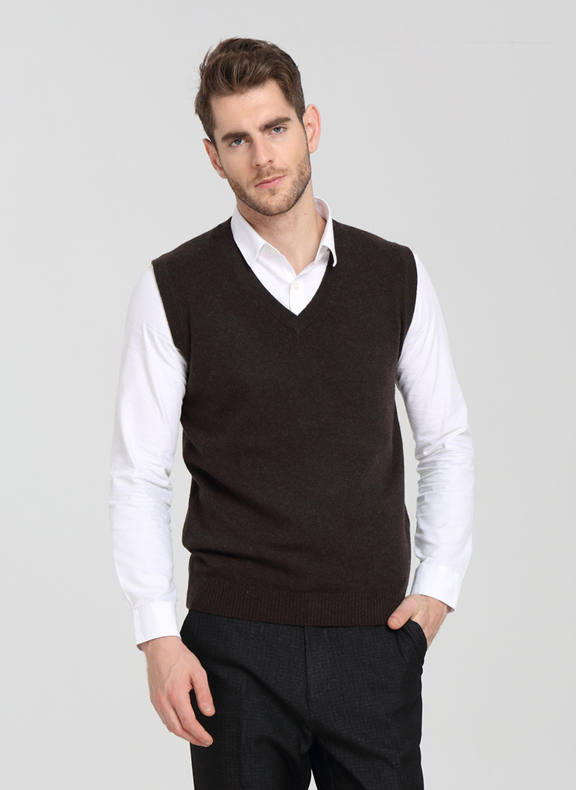 Men V-neck fall winter pure cashmere vest