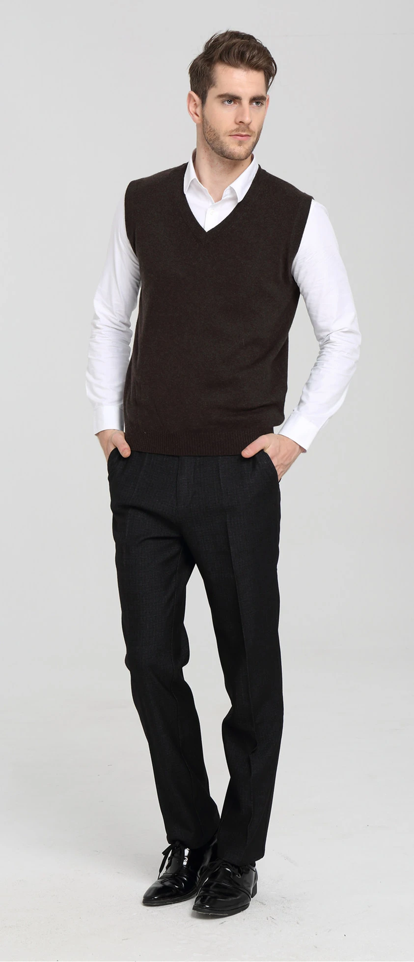 Men V-neck fall winter pure cashmere vest