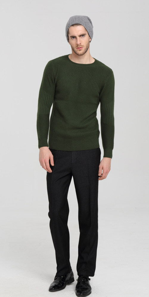 Wholesale high quality men long sleeve crew neck knitted cashmere sweater China manufacturer