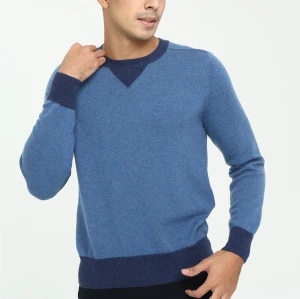 Wholesale custome design men's crew neck constrast colour cashmere sweater with cheap price China