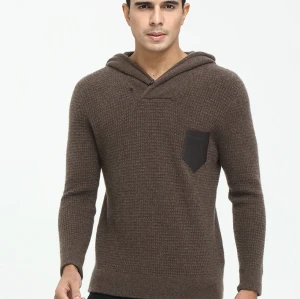 OEM factory high end men's long sleeve crew neck cashmere hoodie for Fall Winter China manufacturer