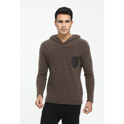 OEM factory high end men's long sleeve crew neck cashmere hoodie for Fall Winter China manufacturer