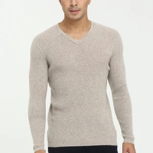 Wholesale custom design high quality men's long sleeve v-neck cashmere sweater for fall winter