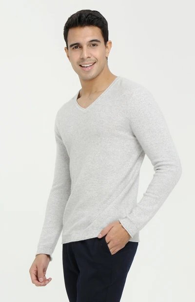 New Custom design high quality men long sleeve v-neck pure cashmere sweater cheap pirce China vendor