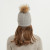 cable rib wool cashmere beanie with stone and fur pom pom
