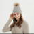 Wholesale high quality cable rib cashmere hat/beanie with stone and fur pom pom