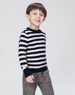 maglione da bambino in lana e cashmere con striscia in due colori