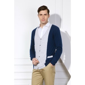Custom design new fashion 100% pure cashmere men cardigan with multi colors China vendor