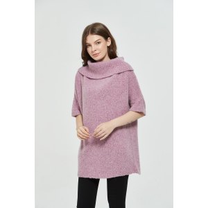 pure cashmere lapel sweater with fancy yarn