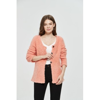 New design high quality ladies extrafine merino wool cardigan sweater with fancy yarn in cheap price