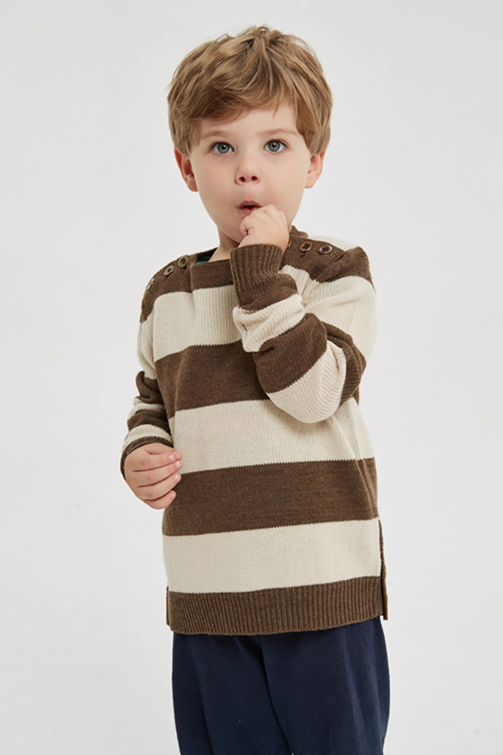 boy's fashion stripped round neck pure cashmere jumper