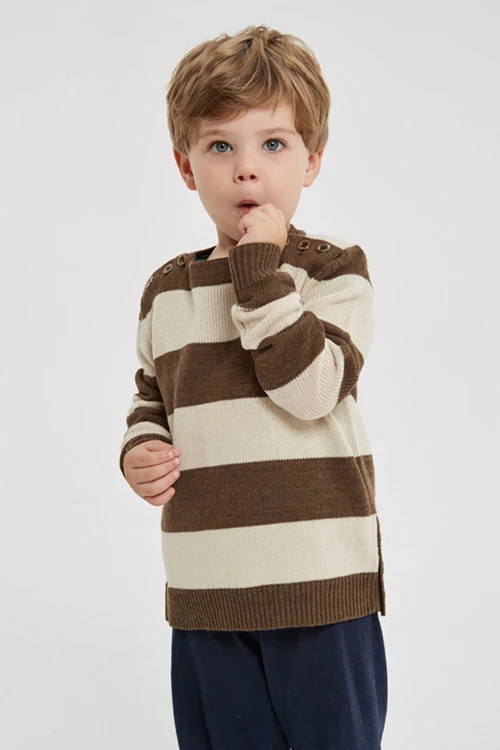 Custom design wholesale boy's fashion stripped round neck pure cashmere jumper from Chinese factory