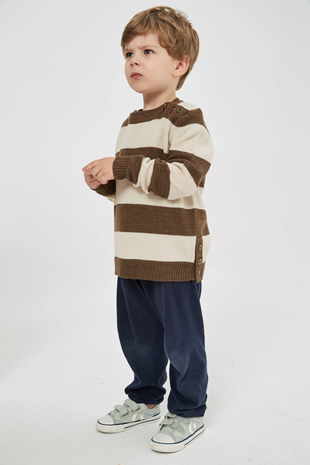 boy's fashion stripped round neck pure cashmere jumper