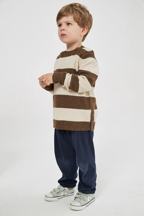 Custom design wholesale boy's fashion stripped round neck pure cashmere jumper from Chinese factory