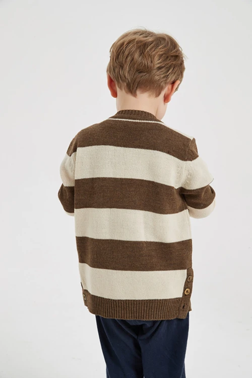 Custom design wholesale boy's fashion stripped round neck pure cashmere jumper from Chinese factory