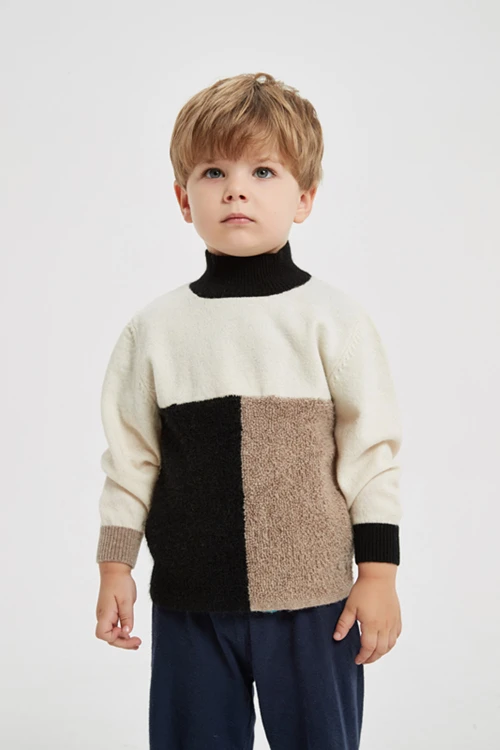 Chinese wholesale high quality boy's turtleneck pure cashmere pullover sweater in multi colors