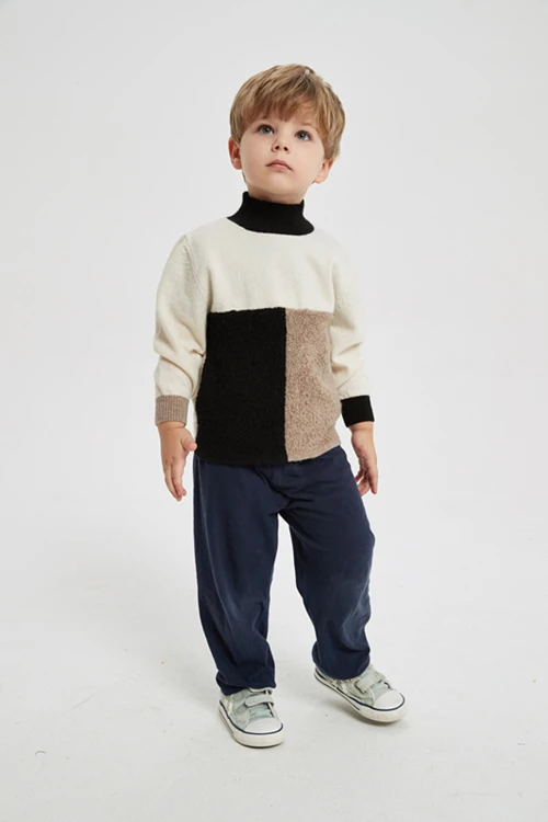 Chinese wholesale high quality boy's turtleneck pure cashmere pullover sweater in multi colors