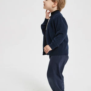 Private label boy's pure cashmere cardigan sweater with pockets in high quality from Chinese factory