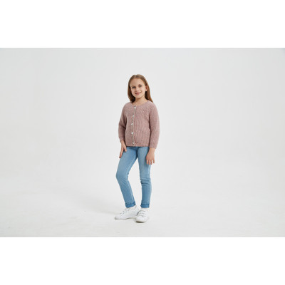 ODM high end girl's fancy yarn lambswool cardigan sweater in multi colors from Chinese vendor