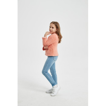 OEM design girl's extrafine merino wool blend cardigan sweater in high quality by Chinese factory