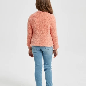 OEM design girl's extrafine merino wool blend cardigan sweater in high quality by Chinese factory