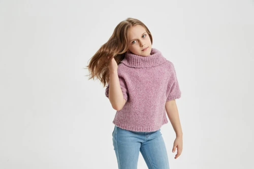 Hot sale customized service girl's half sleeve fancy cashmere pink sweater by Chinese factory