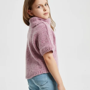 Hot sale customized service girl's half sleeve cashmere sweater in high quality by Chinese factory