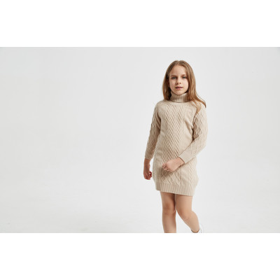 ODM high end girl's long pure cashmere sweater dress in multi colors from Chinese manufacturer