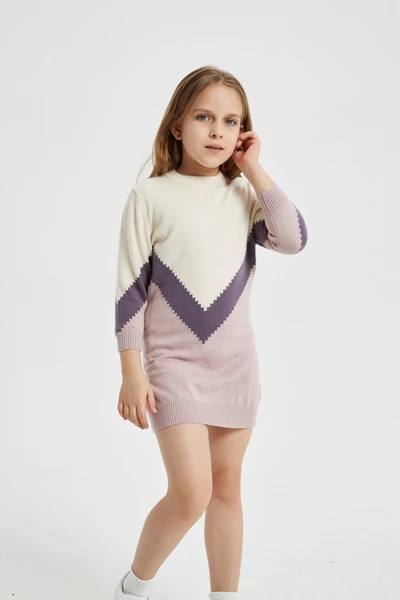 Custom design high quality round neck girl long cashmere sweater in multi colors by Chinese supplier