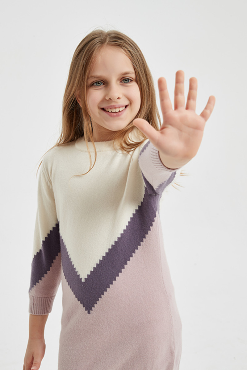 girl cashmere intarsia sweater