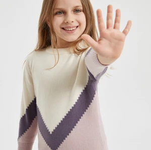 Custom design high quality round neck girl long cashmere sweater in multi colors by Chinese supplier