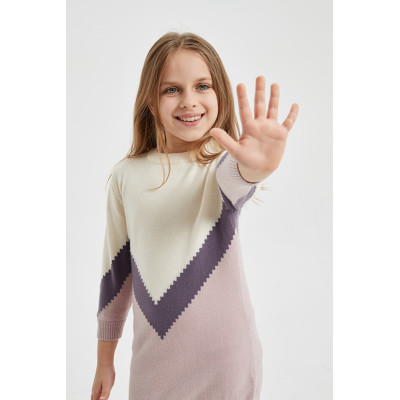 Custom design high quality round neck girl long cashmere sweater in multi colors by Chinese supplier