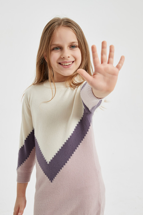 Custom design high quality round neck girl long cashmere sweater in multi colors by Chinese supplier