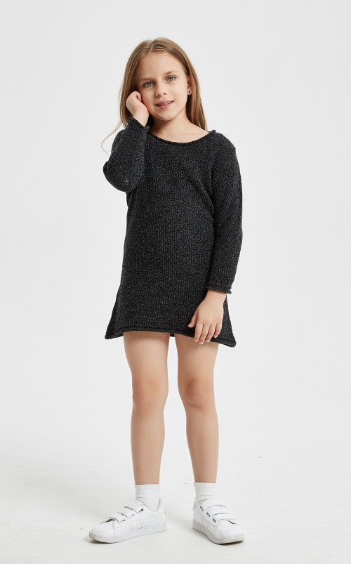 Custom-made extrafine merino wool round neck  girl sweater in multi colors by Chinese factory