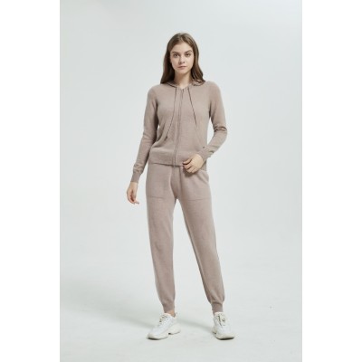 New arrival OEM design women high quality baby cashmere basic style sports wear coat and pants set