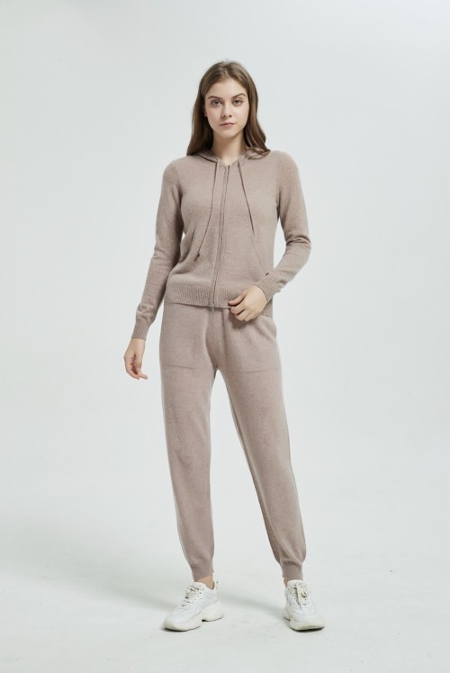 New arrival OEM design women high quality baby cashmere basic style sports wear coat and pants set