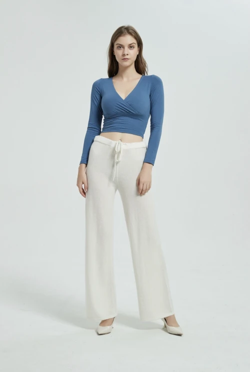Wholesale custom design women high quality baby cashmere home wear casual style knitted pants