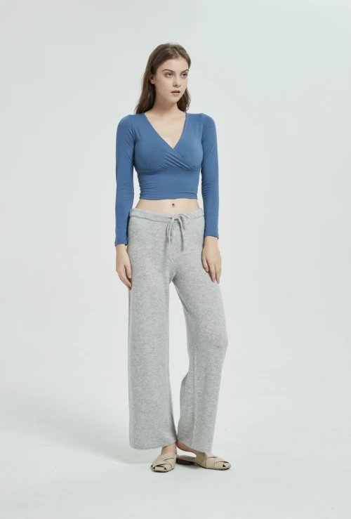 Wholesale custom design women high quality baby cashmere home wear casual style knitted pants