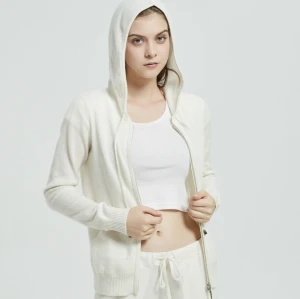 Custom design high quality ladies baby cashmere casual style sports wear coat with hoodie