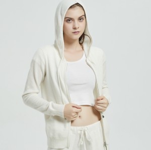 Custom design good quality ladies baby cashmere casual style sports wear coat with hoodie
