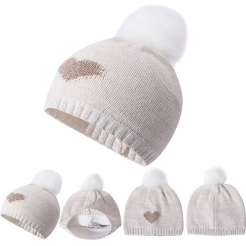 OEM Custom Design High Quality With Cheap Price Cute Baby Pure Cashmere Beanie with POM-POM