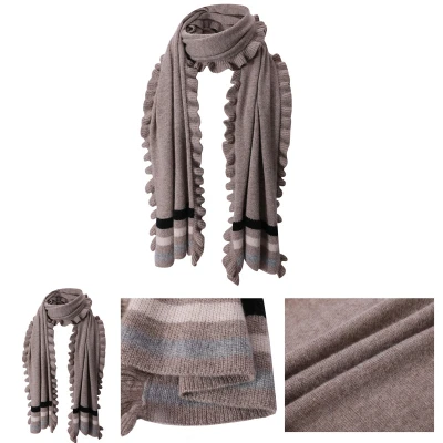 Wholesale OEM Small MOQ High Quality Women Cashmere Scarf with Ruffles From Chinese Supplier